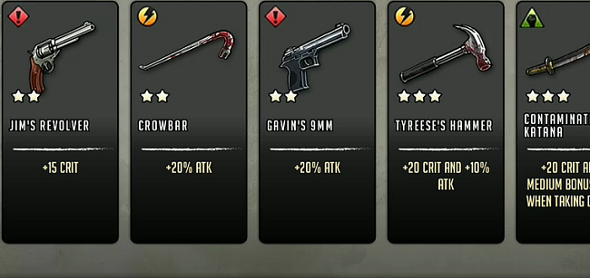 walking dead melee weapons